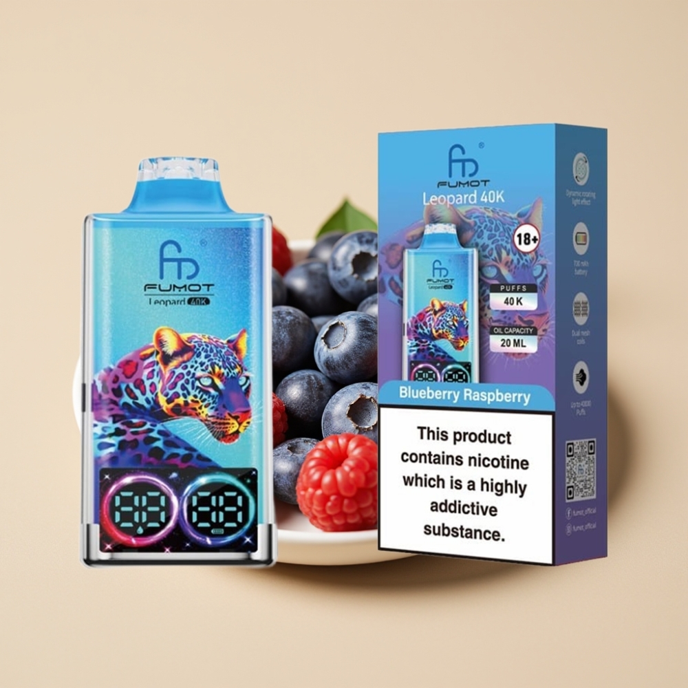 Fumot Leopard 40K Puffs Dual Mesh 0-5% Nicotine Type-C Blueberry Raspberry Jednokratni Vape