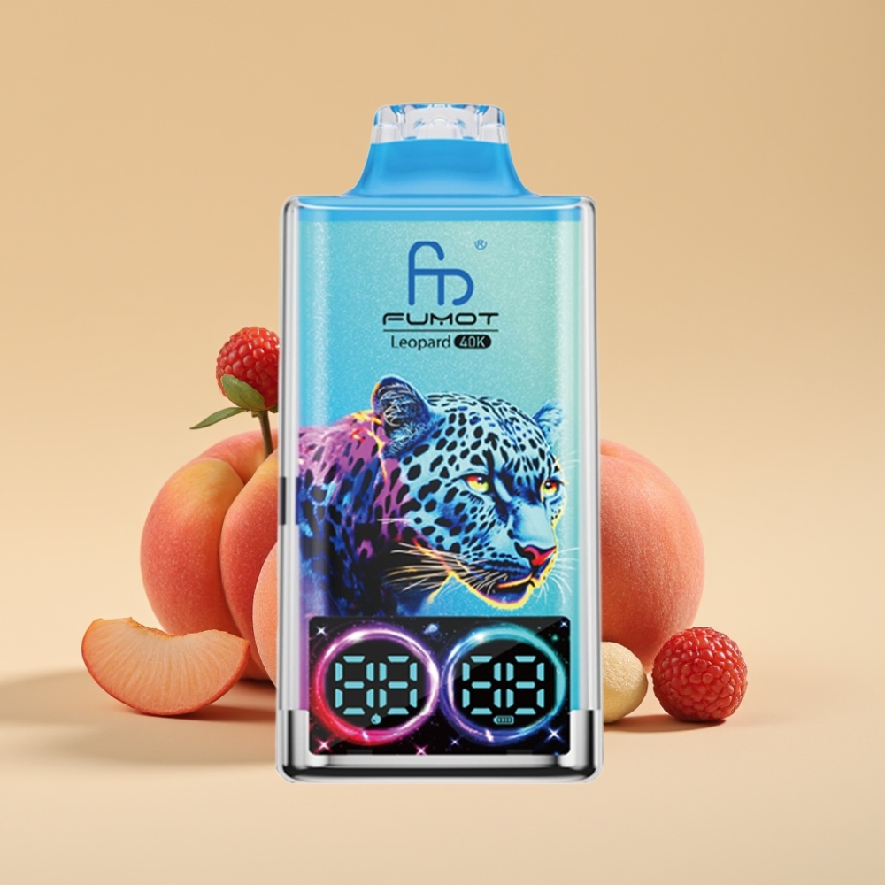 Fumot Leopard 40K Puffs Dual Mesh Jednokratni Vape 700mAh Type-C Peach Berry 0%-5% Nicotine