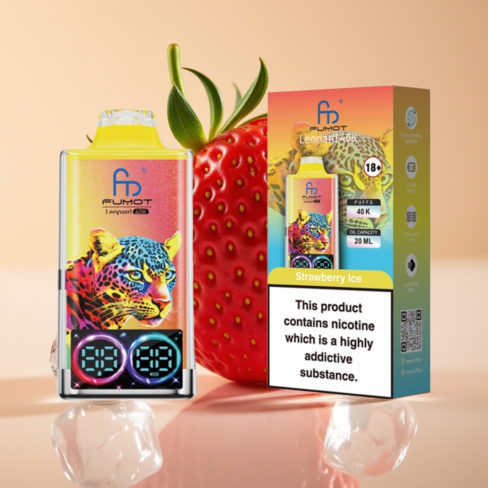 Fumot Leopard 40K Puffs Dual Mesh Strawberry Ice Jednokratni Vape 700mAh Type-C 0-5% Nicotine
