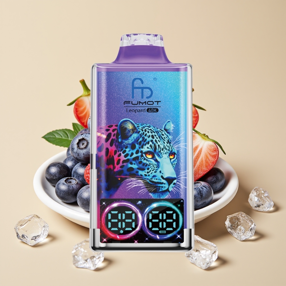 Fumot Leopard 40K Puffs Jednokratni Vape 700mAh Dual Mesh Type-C Borovnica na ledu 0%-5% Nicotine