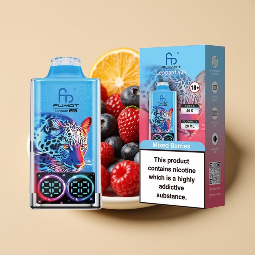 Fumot Leopard 40K Puffs Jednokratni Vape Mesane Bobice 0%-5% Nicotine 700mAh Dual Mesh Type-C