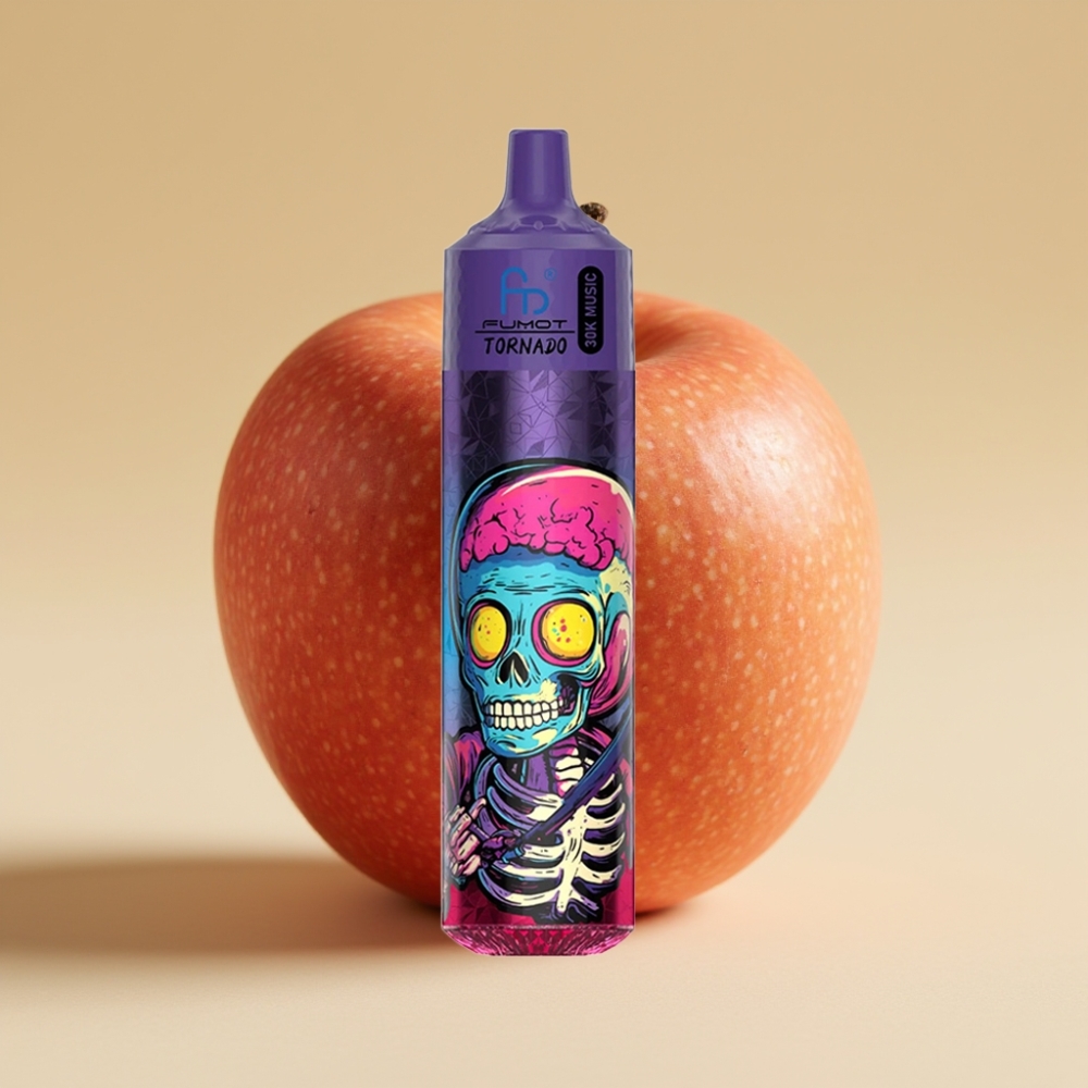 Fumot RandM Tornado 30000 Puffs – 30mL, 2%/5% Nikotin, 1.0 Ohm Mesh, 600mAh, LED, Trojna Jabuka