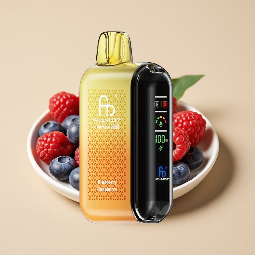 Fumot Tornado 20000 Puffs Dual Mesh 20ml 850mAh Rechargeable Smart Display Airflow Blueberry Raspberry
