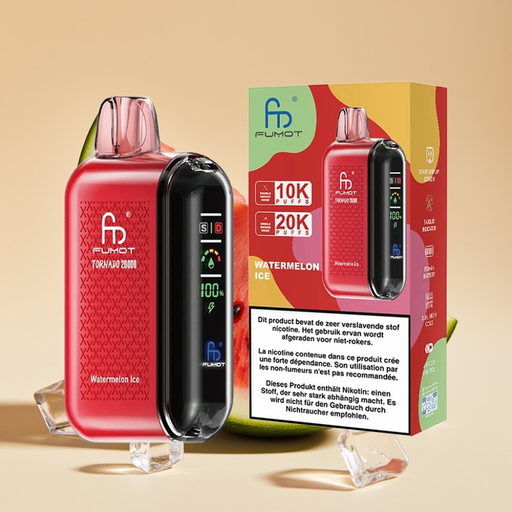 Fumot Tornado 20000 Puffs Dual Mesh 20ml 850mAh Smart Display Watermelon Ice