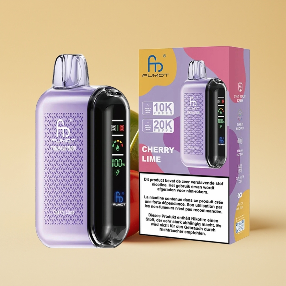 Fumot Tornado 20000 Puffs Dual Mesh 20ml Rechargeable Cherry Lime Vape