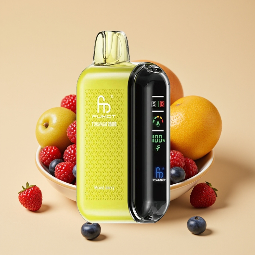 Fumot Tornado 20000 Puffs Dual Mesh 20ml Rechargeable Smart Display Mixed Berry