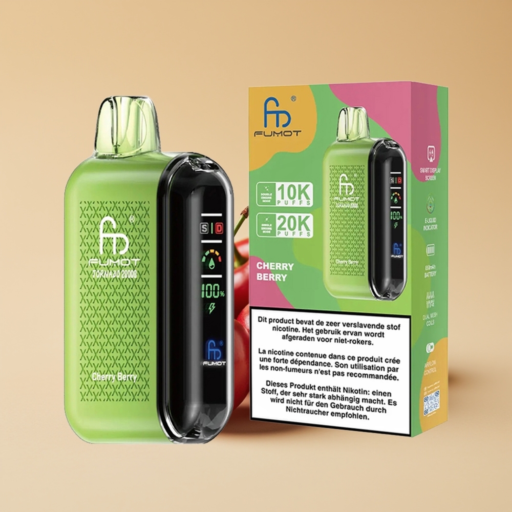 Fumot Tornado 20000 Puffs Dual Mesh Airflow Control 20ml E-liquid Cherry Berry