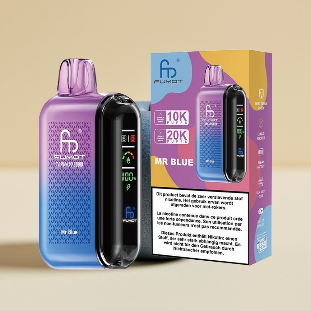 Fumot Tornado 20000 Puffs Dual Mesh Coil 20ml 850mAh Smart Display Mr Plavi