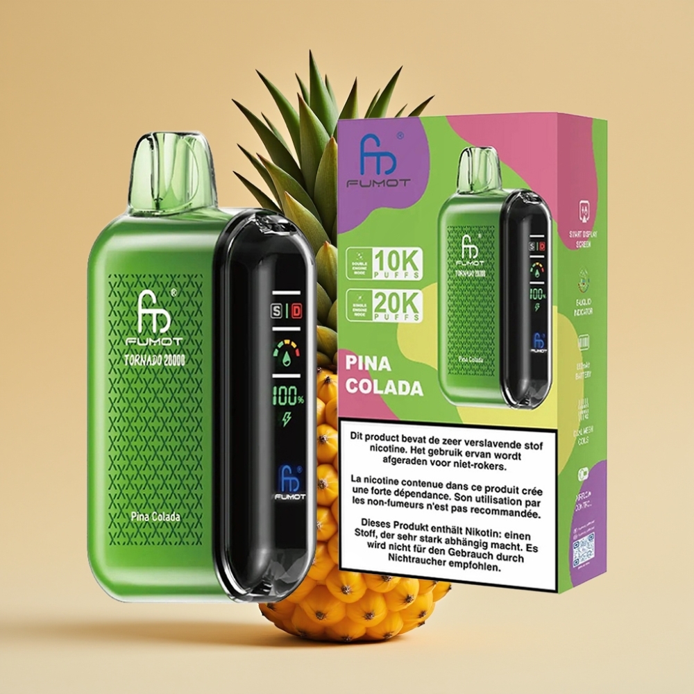 Fumot Tornado 20000 Puffs Dual Mesh Coil 20ml E-liquid 850mAh Rechargeable Pina Kolada Jednokratni Vape