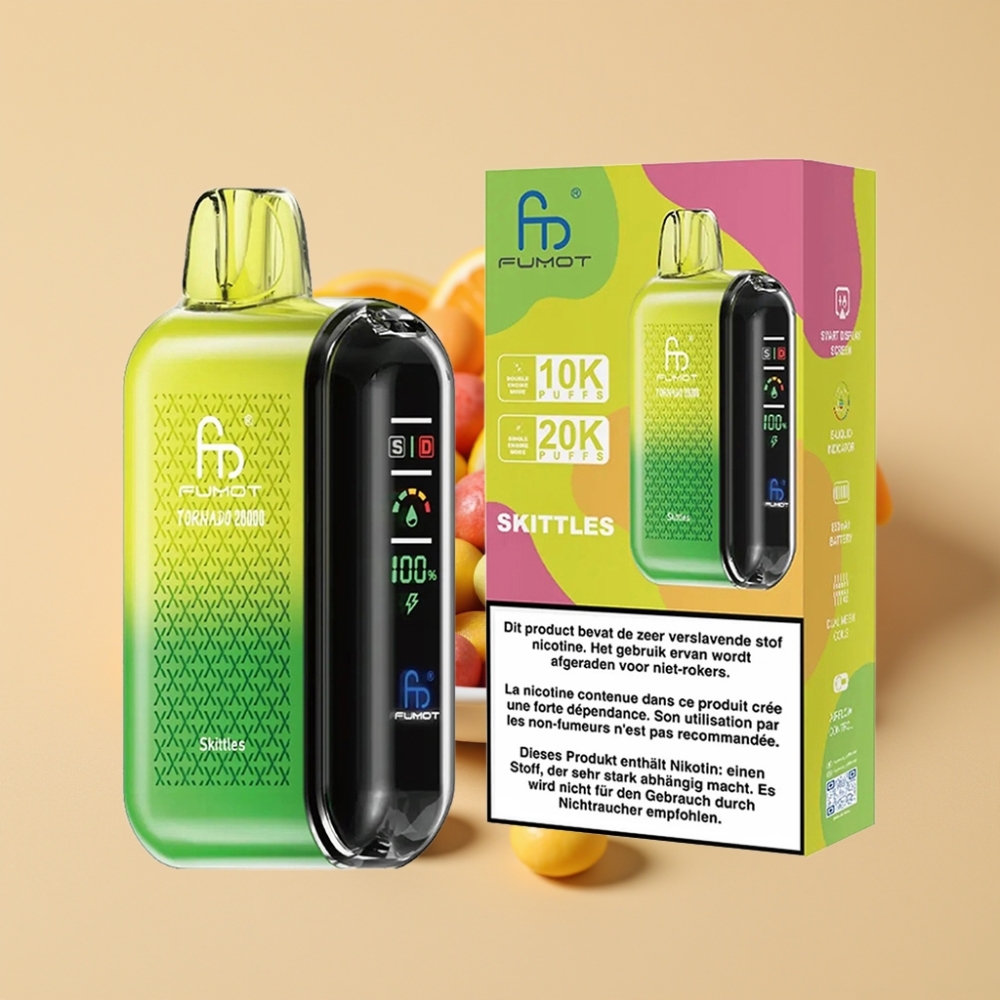 Fumot Tornado 20000 Puffs Dual Mesh Coil 20ml E-liquid 850mAh Rechargeable Skittles