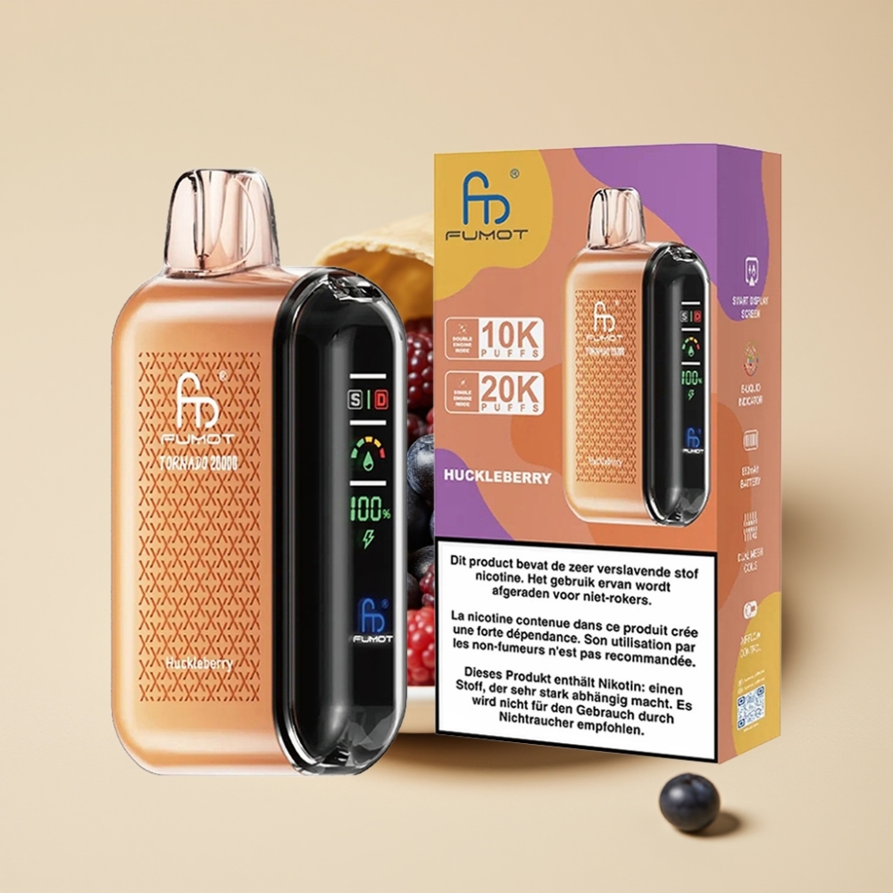 Fumot Tornado 20000 Puffs Dual Mesh Coil 20ml E-liquid 850mAh Rechargeable Smart Display Huckleberry