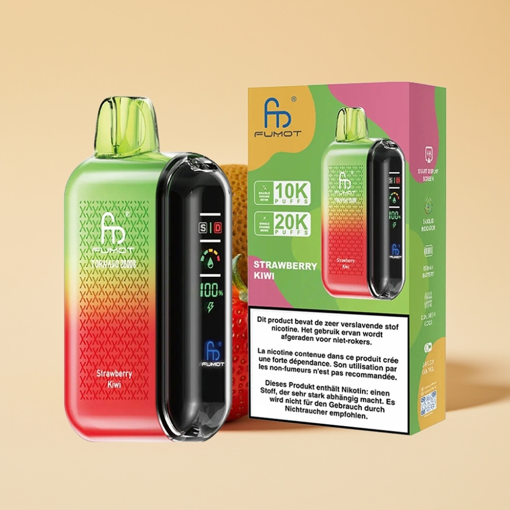 Fumot Tornado 20000 Puffs Dual Mesh Coil 20ml E-liquid Strawberry Kiwi Jednokratni Vape