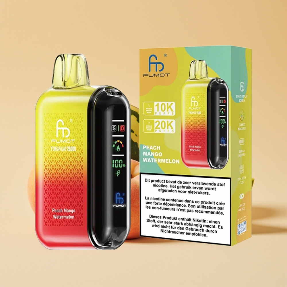 Fumot Tornado 20000 Puffs Dual Mesh Coil 20ml Peach Mango Watermelon Jednokratni Vape