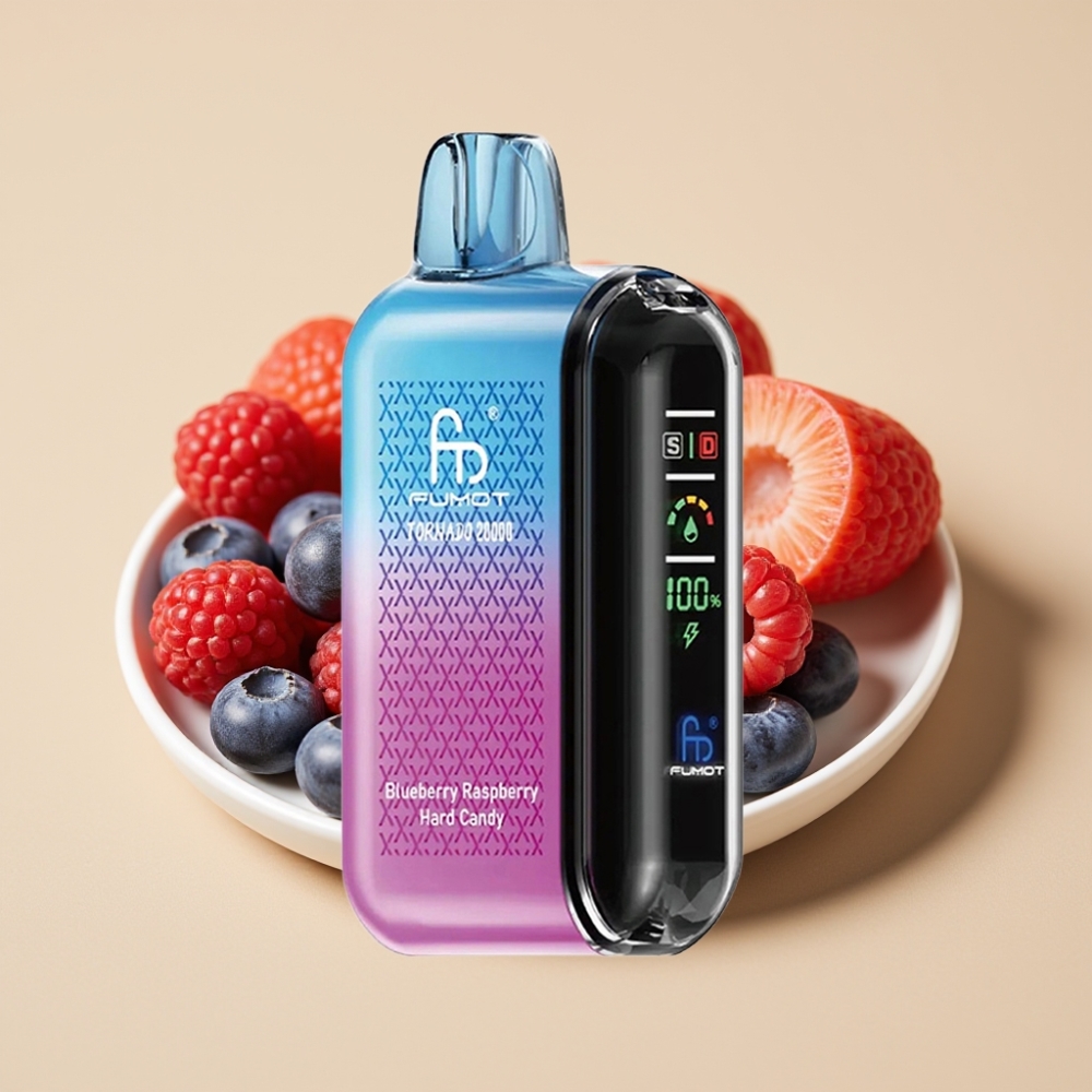 Fumot Tornado 20000 Puffs Dual Mesh Coil Smart Display Airflow Control 20ml E-liquid Borovnica Malina Hard Candy