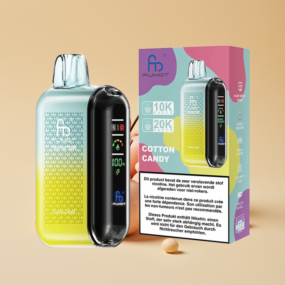 Fumot Tornado 20000 Puffs Dual Mesh Cotton Candy Jednokratni Vape 20ml 850mAh