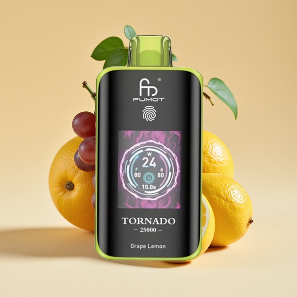 Fumot Tornado 25000 Puffs HD Screen 700mAh Rechargeable 20ml Grape Limun USB-C