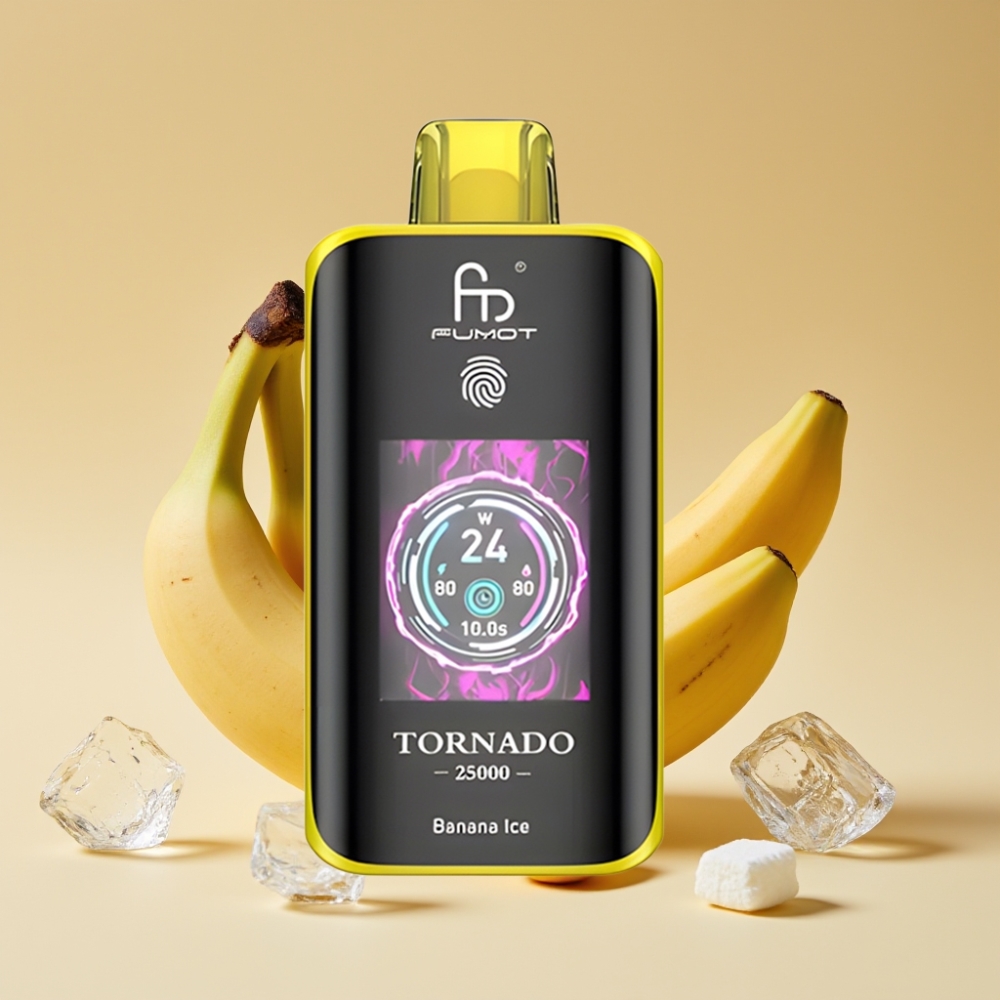 Fumot Tornado 25000 Puffs Jednokratni Vape Banana Ice sa HD Ekranom, 700mAh Baterijom i Type-C Punjenjem