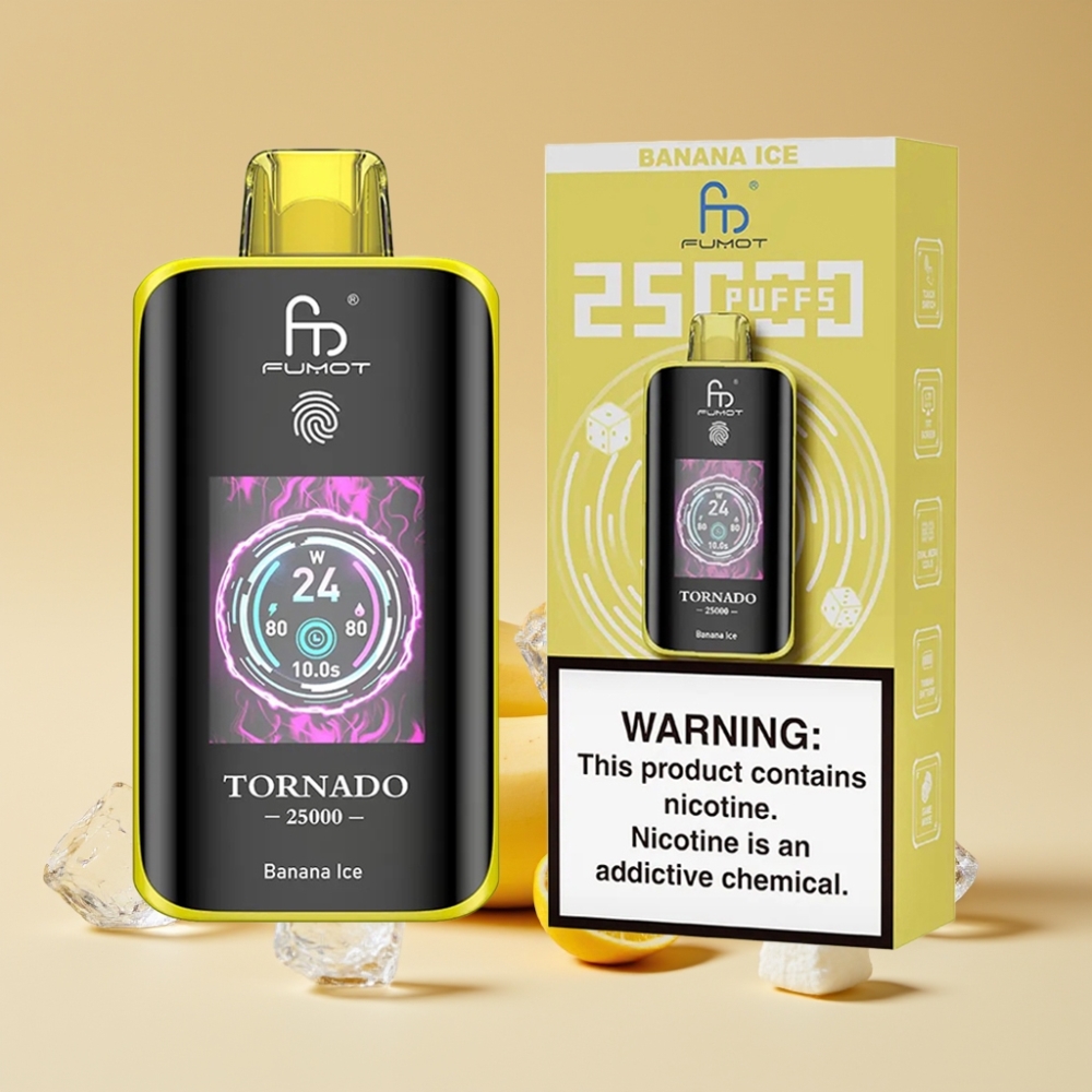 Fumot Tornado 25000 Puffs Jednokratni Vape Banana Ice sa HD Ekranom, 700mAh Baterijom i Type-C Punjenjem
