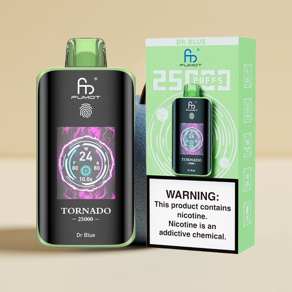 Fumot Tornado 25000 Puffs Jednokratni Vape Dr Plava sa HD Ekranom, 700mAh Baterija, Type-C Punjenje