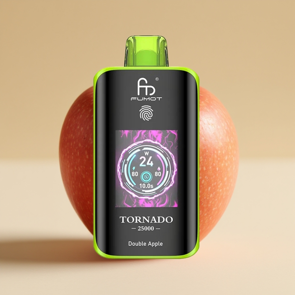 Fumot Tornado 25000 Puffs Jednokratni Vape Dupleks Jabuka sa HD Ekranom, 20ml, Type-C