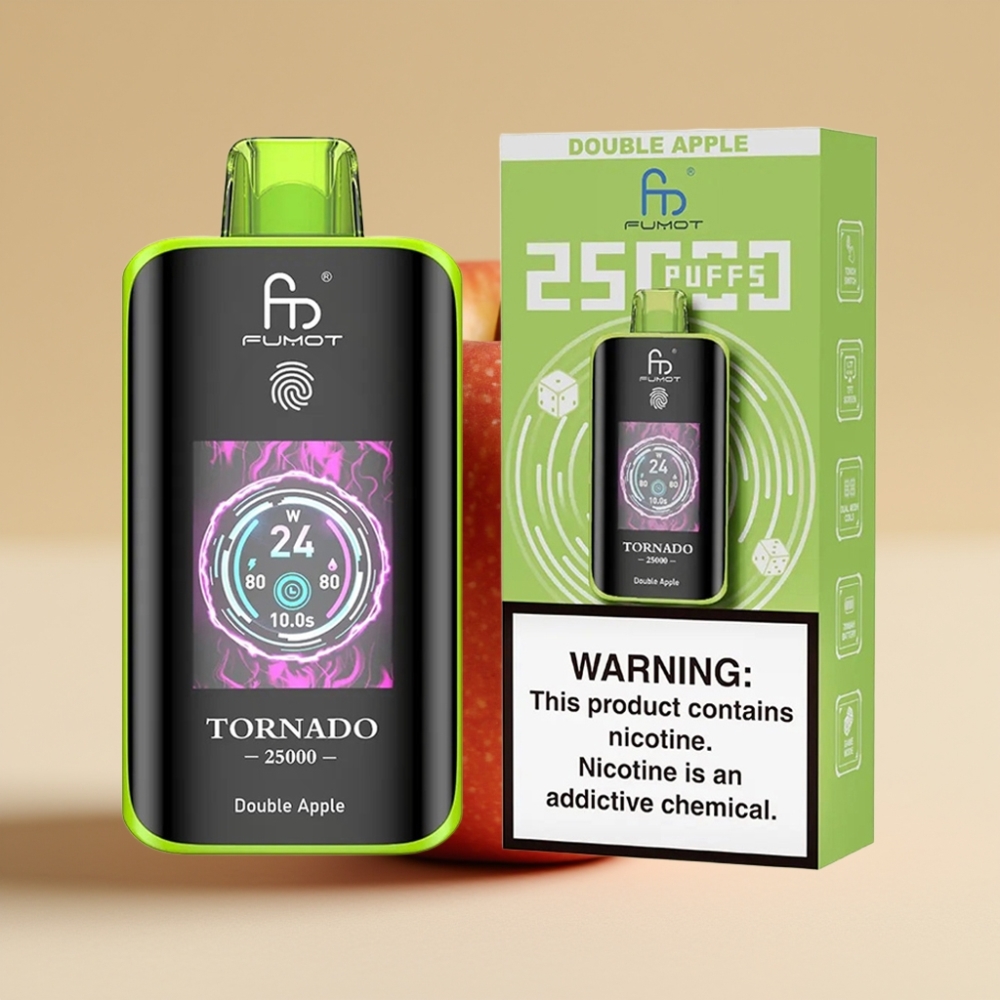 Fumot Tornado 25000 Puffs Jednokratni Vape Dupleks Jabuka sa HD Ekranom, 20ml, Type-C