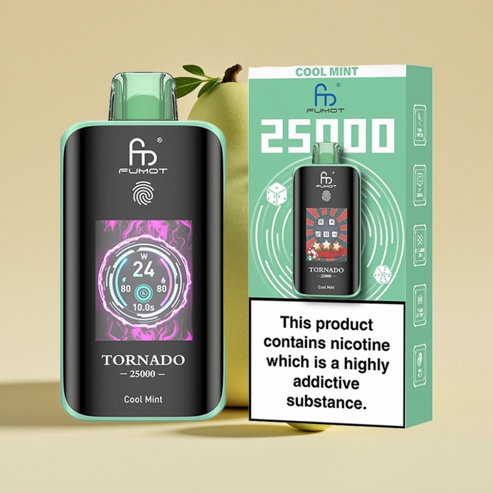 Fumot Tornado 25000 Puffs Jednokratni Vape HD Screen 700mAh Rechargeable Cool Mint