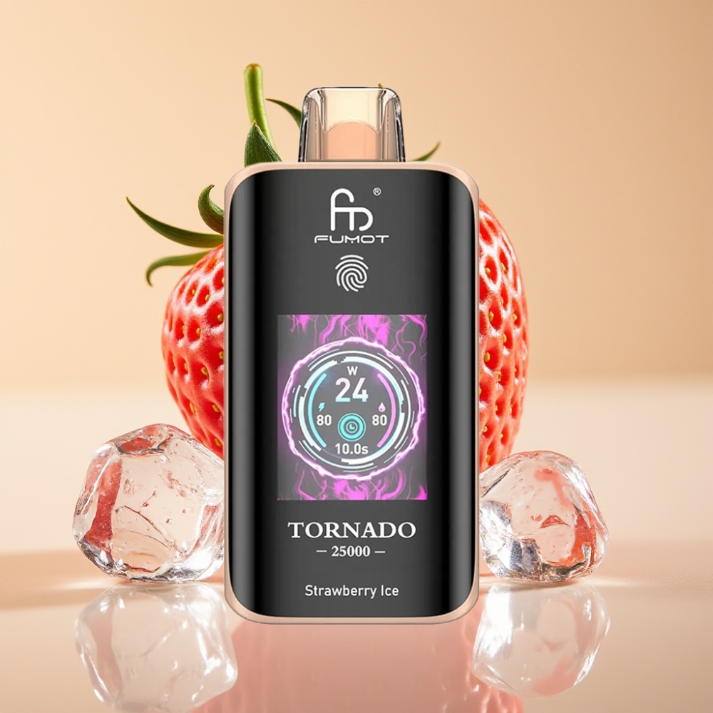 Fumot Tornado 25000 Puffs Jednokratni Vape Jagoda Led sa HD Ekranom, 700mAh Baterija, Type-C Punjenje