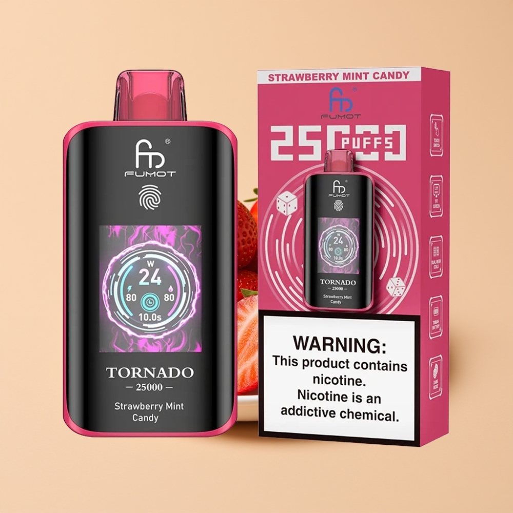 Fumot Tornado 25000 Puffs Jednokratni Vape Jagoda Met Krem 20ml 700mAh Type-C