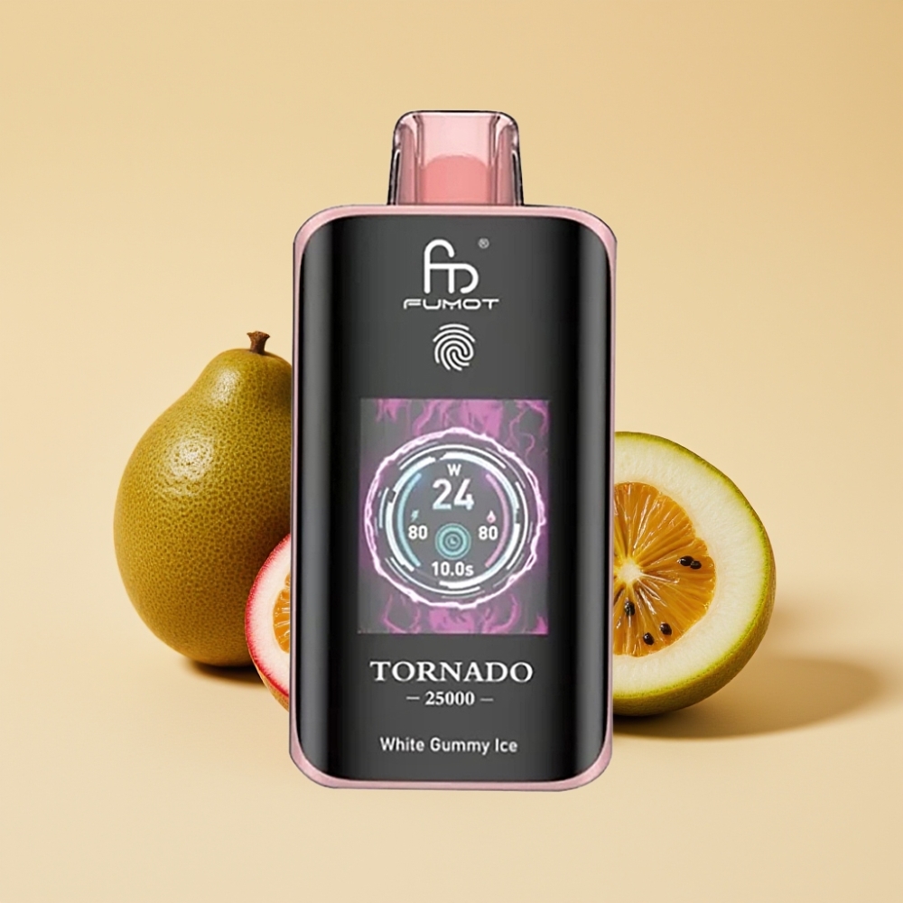 Fumot Tornado 25000 Puffs Jednokratni Vape sa HD Ekranom, 700mAh Baterija, Type-C Punjenje, Ukus Kiwi Pasiflora Guava