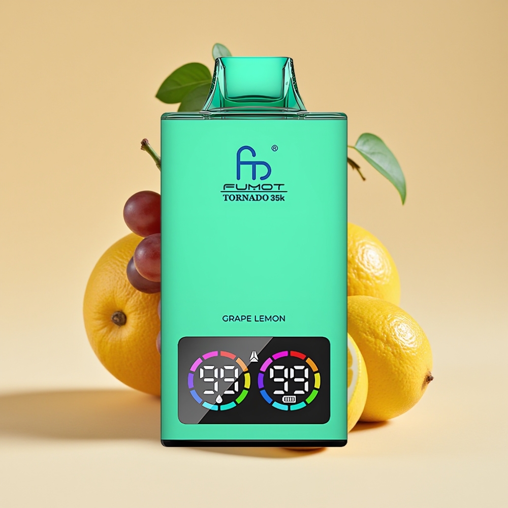 Fumot Tornado 35K Jednokratni Vape Dual Mesh Coil 15ml 35000 Puffs Grožđe Limun USB-C