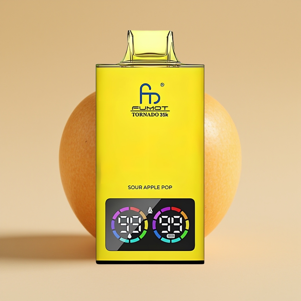 Fumot Tornado 35K Jednokratni Vape Dual Mesh Coil 15ml Sour Apple Pop 35000 Puffs USB-C