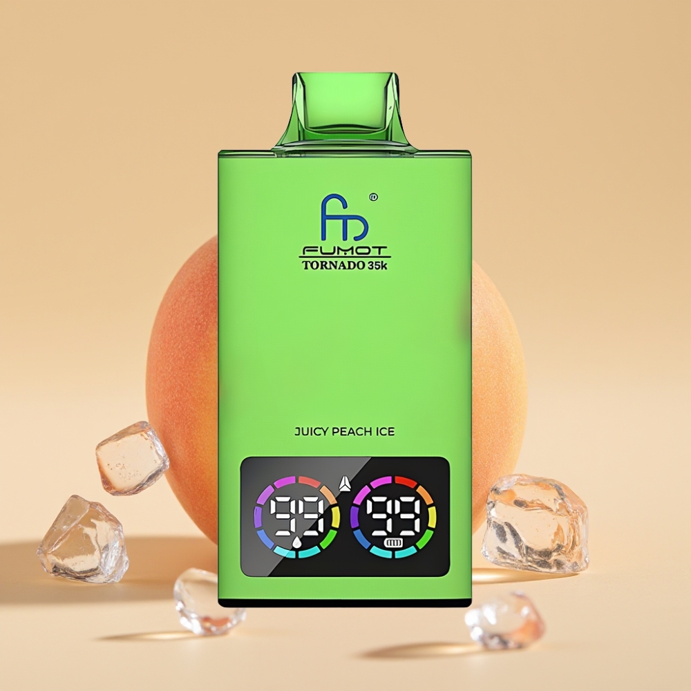 Fumot Tornado 35K Jednokratni Vape Dual Mesh Coil 15ml USB-C 35000 Puffs Sok od Breskve Led