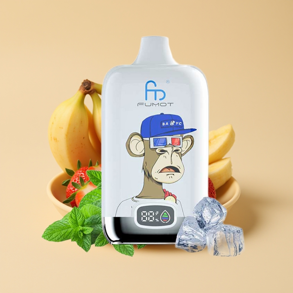 Fumot Tornado Digital Box 12000 Puffs Jednokratni Vape Jagoda Banana – 20ml, 550mAh, Mesh Coil, Type-C
