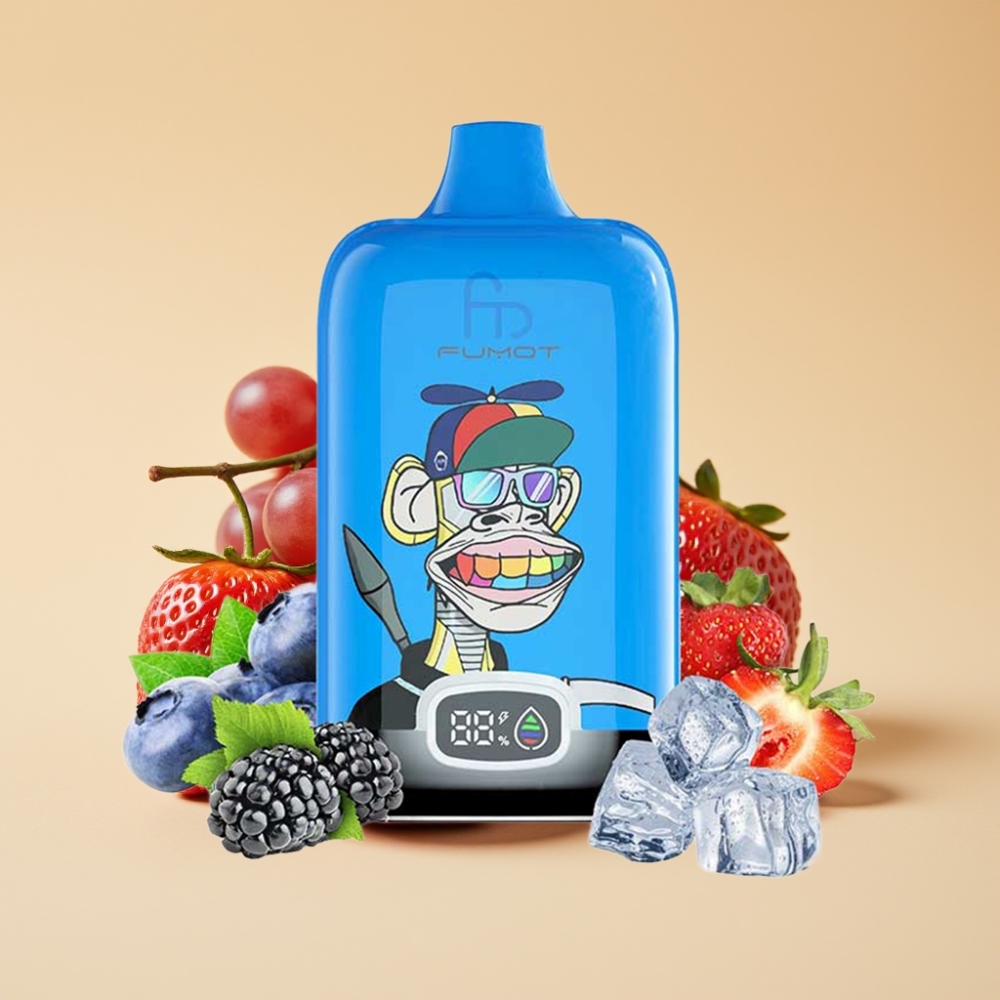 Fumot Tornado Digital Box 12000 Puffs Jednokratni Vape Jagoda Grožđe 20ml E-Liquid 550mAh Type-C