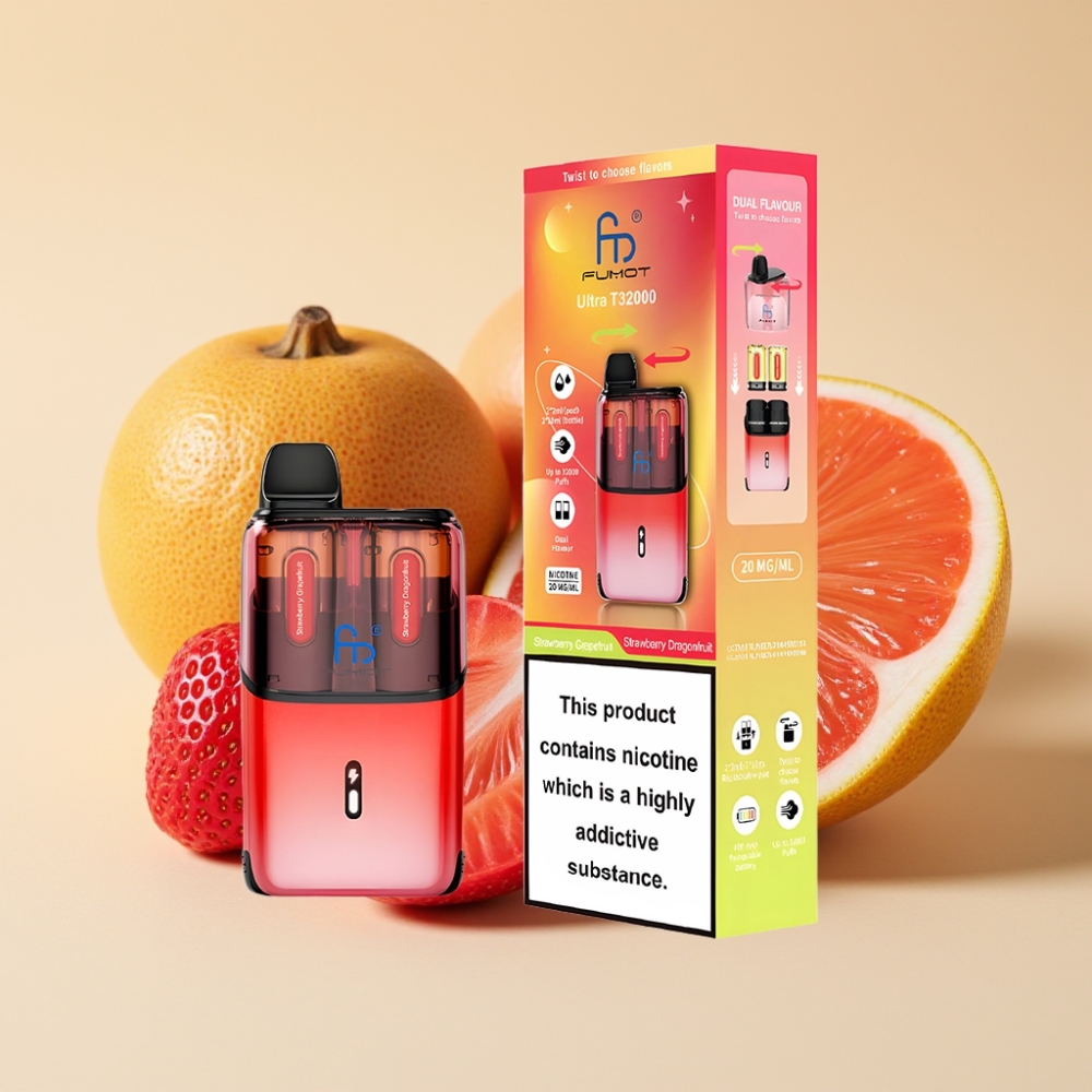 Fumot Ultra T32000 Jednokratni Vape - Jagoda Grejpfrut & Jagoda Zmaj Voće - 32000 Puffova, 800mAh, 24ml, Tip-C Punjenje, 20mg Nikotina, Mesh Coil