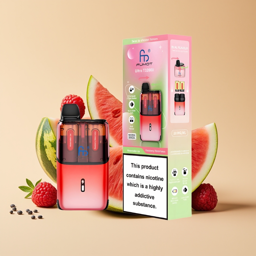 Fumot Ultra T32000 Jednokratni Vape - Lubenica Led - Malina Lubenica, 32000 Puffova, 24ml, 800mAh Baterija, Type-C Punjenje, 20mg Nikotina