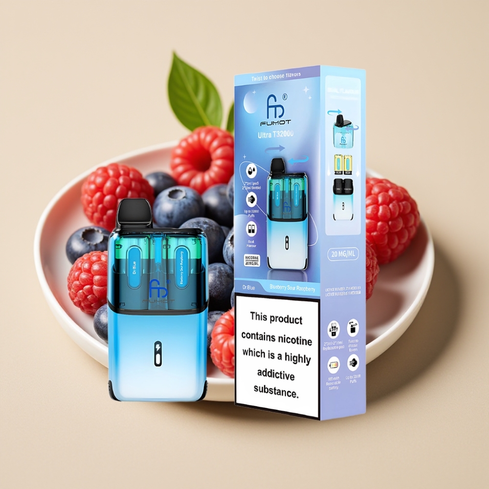 Fumot Ultra T32000 Jednokratni Vape - Plava (Borovnica-Kisela Malina) - 32000 Puffova, 24ml, Type-C Punjenje, 20mg Nikotina