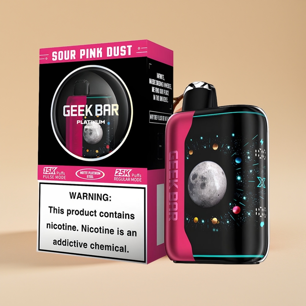 GEEK BAR Platinum Edition 25000 Jednokratni Vape Kisela Roze Prašina, 20mL, 2% Nikotina, Dual Mesh Coil