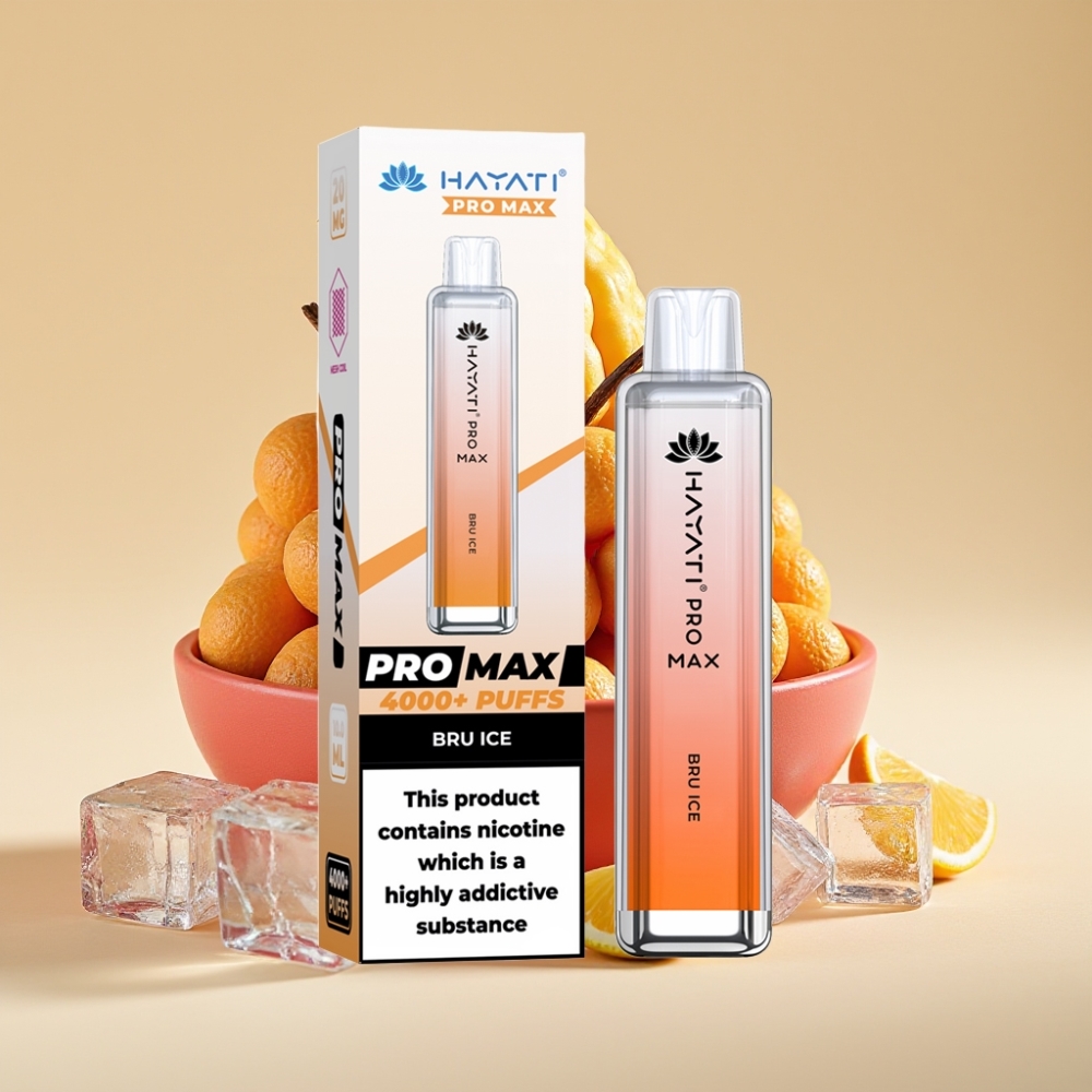 Hayati Pro Max 4000 Puffs Jednokratni Vape Bru Ice, Dual 1.1 Ohm Mesh Coil, 1400mAh, Rechargeable
