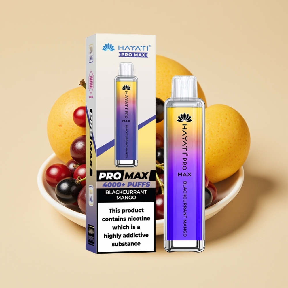 Hayati Pro Max 4000 Puffs Jednokratni Vape Crna Ribizla i Mango, Dual 1.1 Ohm Mesh Coil, 1400mAh Baterija
