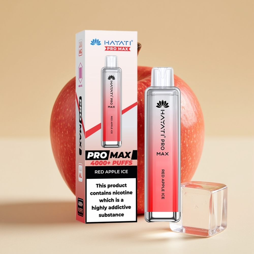 Hayati Pro Max 4000 Puffs Jednokratni Vape Crvena Jabuka Led with Dual 1.1 Ohm Mesh Coil & 1400mAh Battery