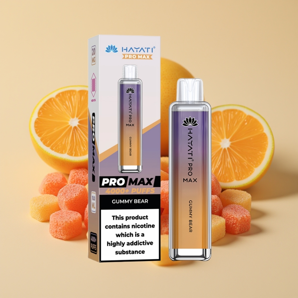 Hayati Pro Max 4000 Puffs Jednokratni Vape Gumeni Medved – Dual 1.1 Ohm Mesh, 1400mAh, LED, Rechargeable