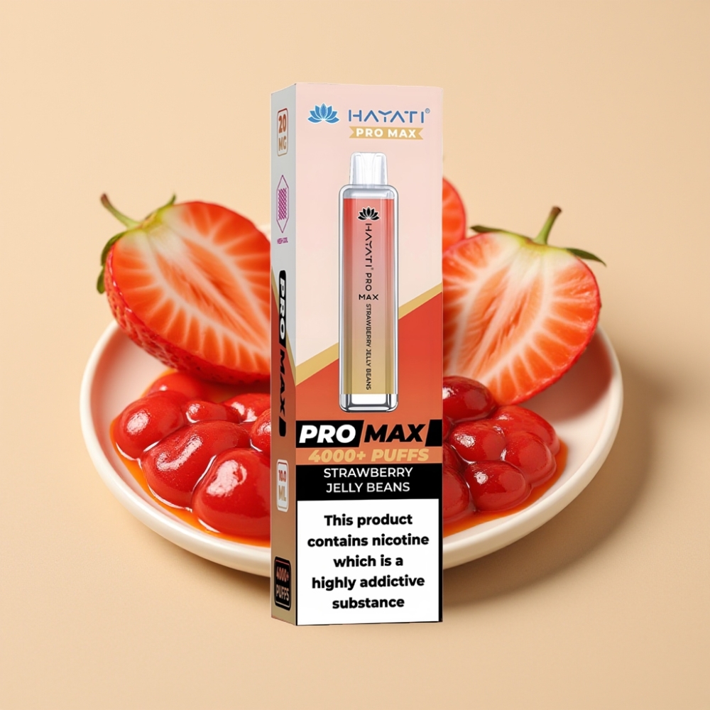 Hayati Pro Max 4000 Puffs Jednokratni Vape Jagodne Žele Bombone, Dual 1.1 Ohm Mesh, 1400mAh, LED