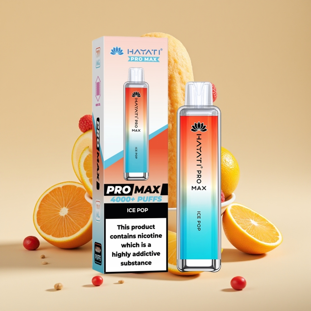 Hayati Pro Max 4000 Puffs Jednokratni Vape - Ledeni Voćni Sladoled, Dual Mesh Coil, 1400mAh, Rechargeable