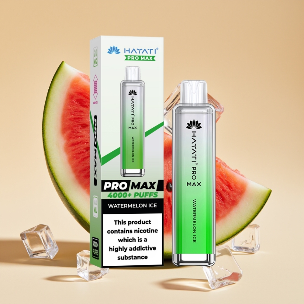 Hayati Pro Max 4000 Pufova Jednokratni Vape Ledenica od Lubenice – 5% Nikotina, 1400mAh Baterija, Dual 1.1 Ohm Mesh Coil