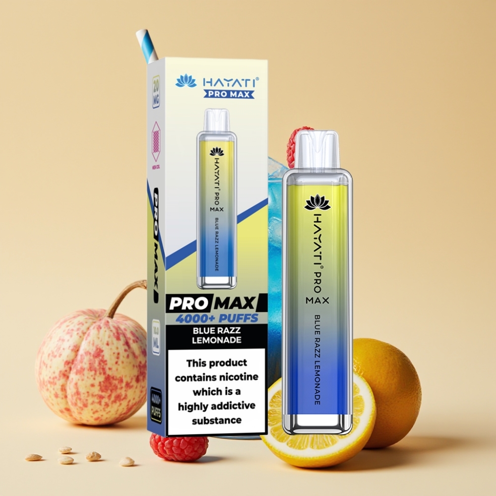 Hayati Pro Max 4000 Pufova Jednokratni Vape Plava Malina Limunada – 1400mAh, Dual 1.1 Ohm Mesh Coil, 2%/5% Nikotin