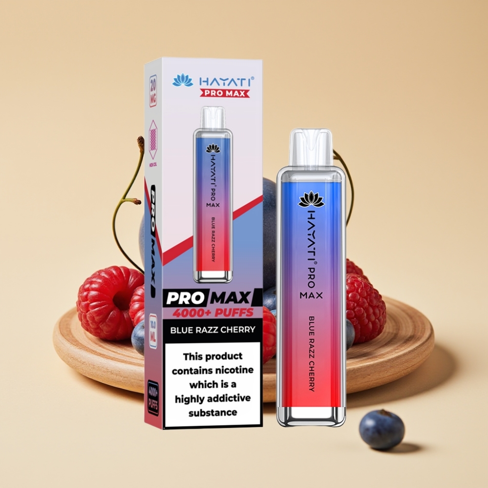 Hayati Pro Max 4000 Pufova Jednokratni Vape Plava Malina Trešnja – 1400mAh, Dual 1.1 Ohm Mesh Coil, LED
