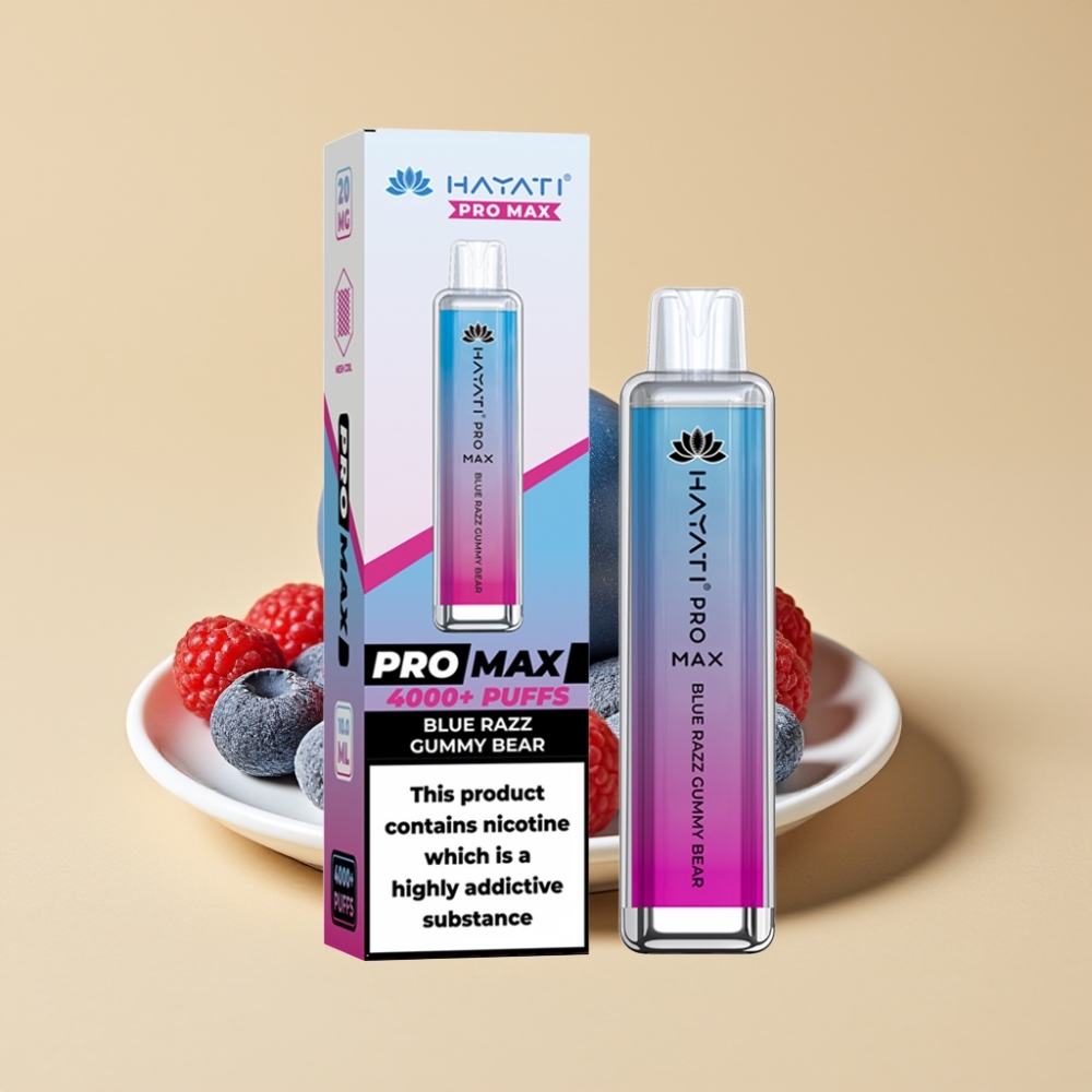 Hayati Pro Max 4000 Pufova Jednokratni Vape Plavi Razz Gumeni Medo, 5% Nikotina, 1400mAh Baterija