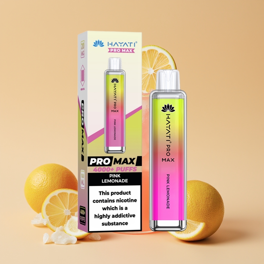 Hayati Pro Max 4000 Pufova Jednokratni Vape Roze Limunada – 5% Nikotina, 1400mAh Baterija, Dual 1.1 Ohm Mesh Coil