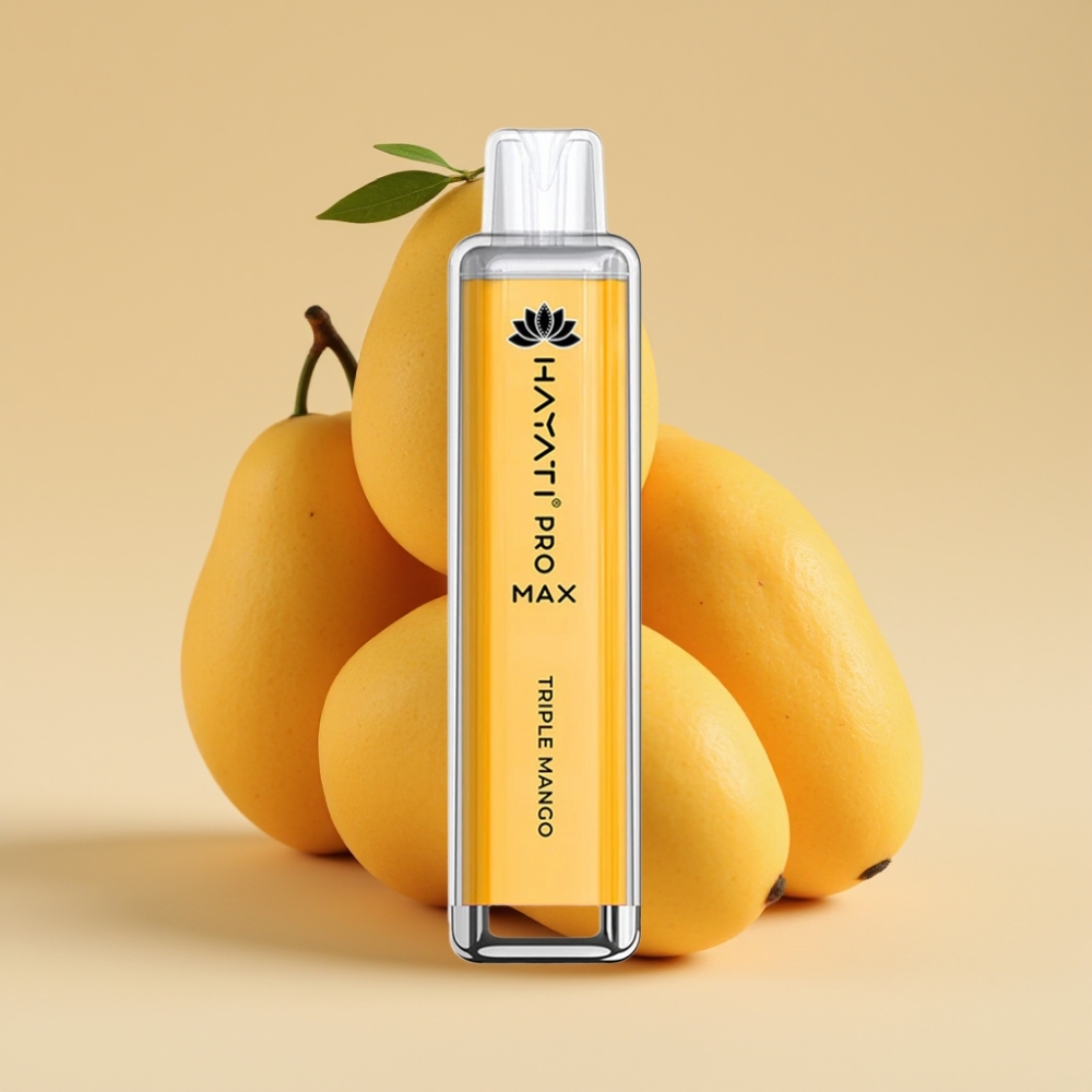 Hayati Pro Max 4000 Pufova Jednokratni Vape Trostruki Mango – 5% Nikotina, 1400mAh Baterija, LED Osvetljenje